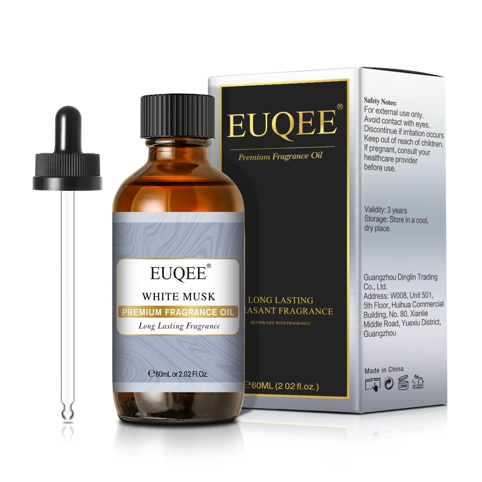 EUQEE 60ML Olio profumato premium Muschio bianco Brezo di mare Gomma da masticare Cioccolato Pelle Polvere per bambini Aroma Olio essenziale 1 pezzo