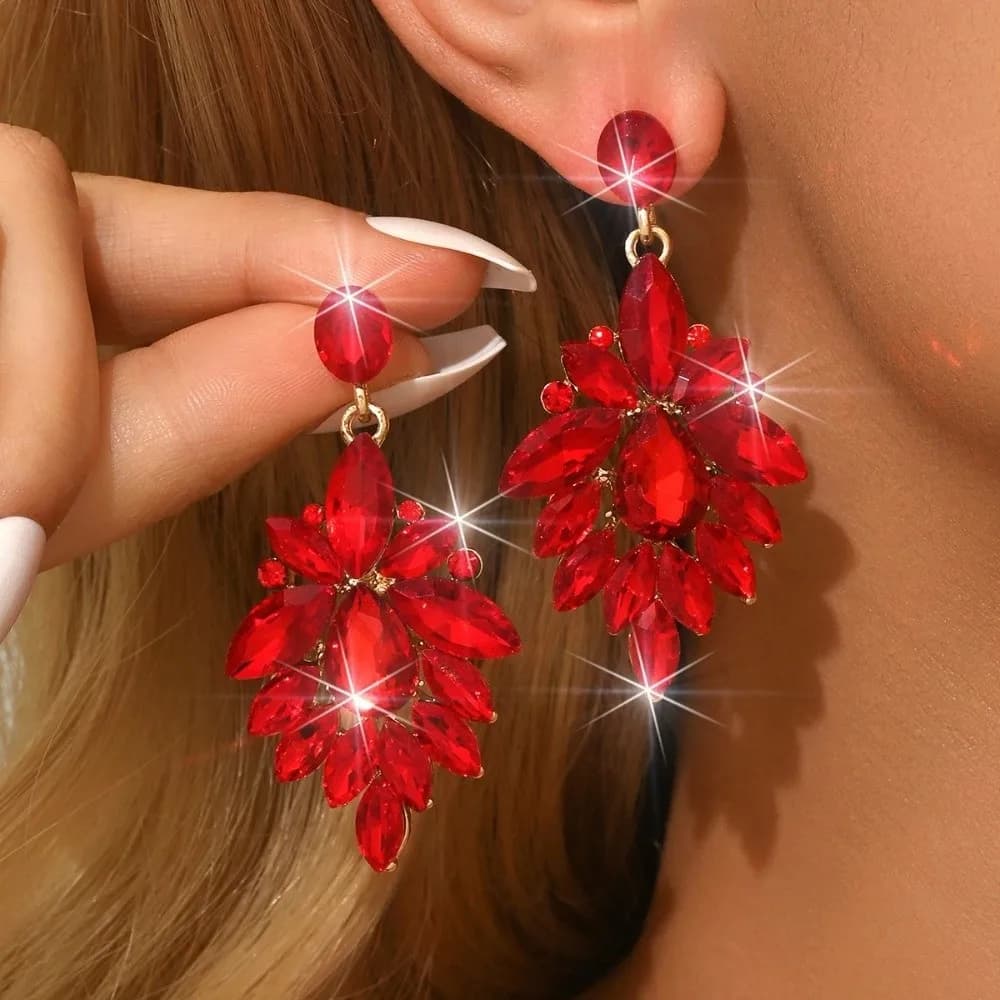 1 Pair Luxury Retro Flower Earrings Elegant Art Festival Style Leaf Style Earrings Shining Socialite Earrings for Women