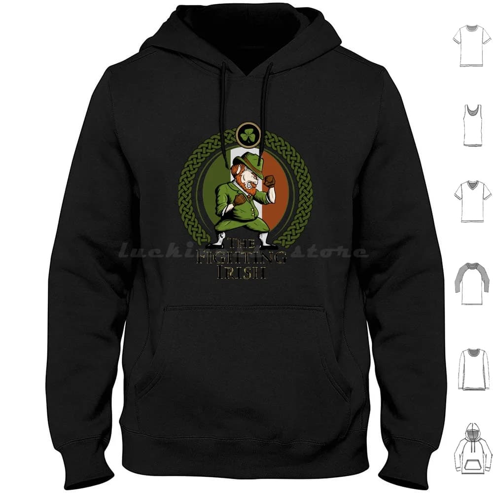 Combat Irish Cotton Hoodie Long Sleeved Boxing Irish Boxing Gloves Fighter Gym Im Irish American Irish Pride
