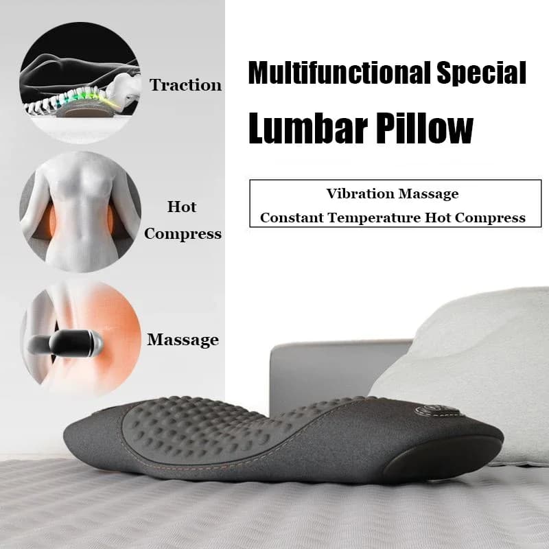 Cuscino massaggiante multifunzionale per letto, supporto lombare specifico per il sonno, protezione lombare, massaggio lombare, riscaldamento.