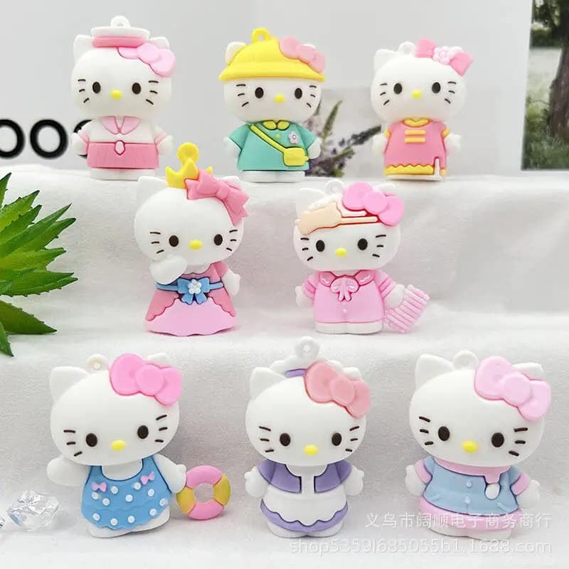Keyring Kawaii Hello Kitty, Doll Pendant Cartoon Sanrio, Epoxy Resin Charm, Stock Exchange Ornament, Small Gift Cute, Wholesale
