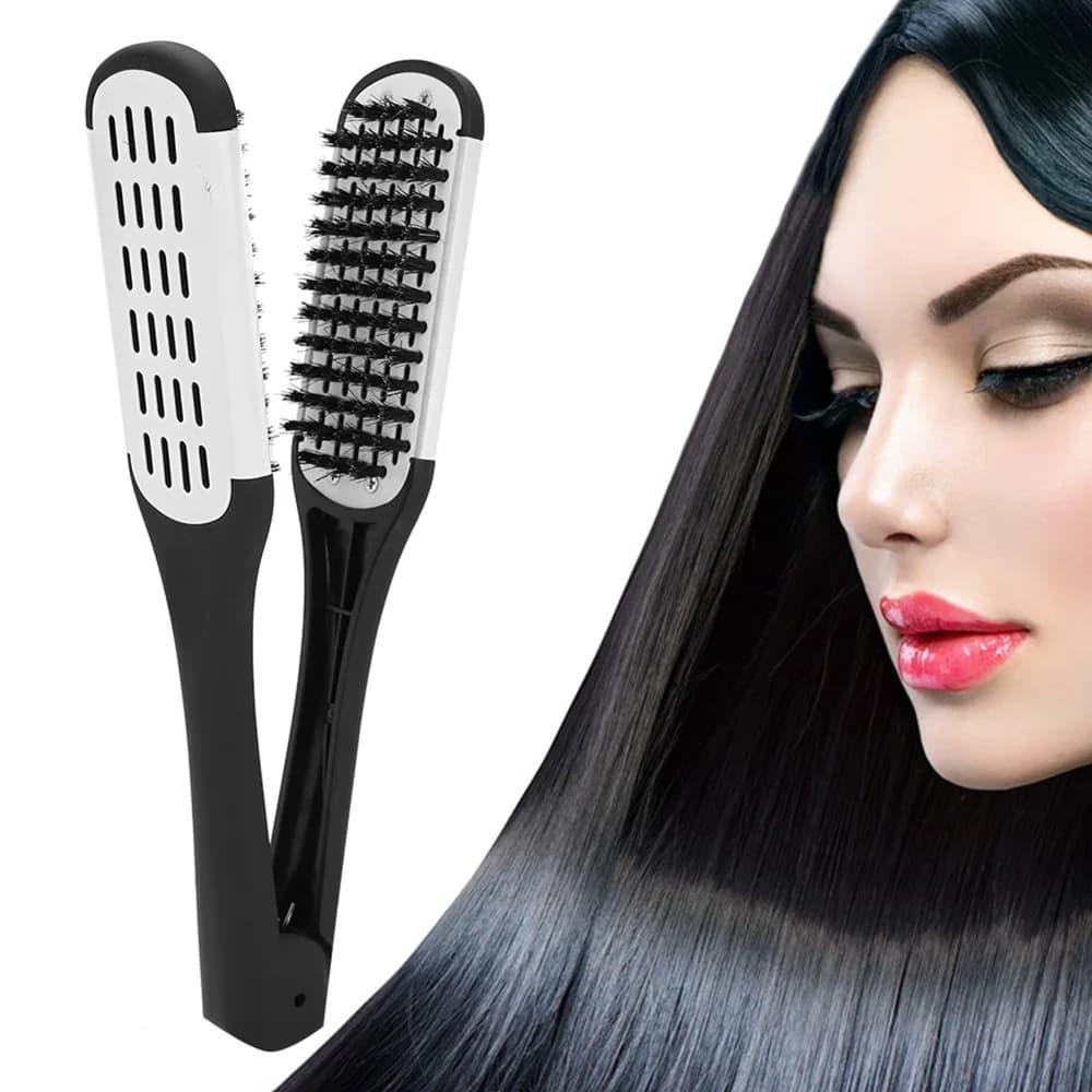 Pettine Antistatico per Lisciare i Capelli, Spazzola Professionale a Doppia Faccia per Styling, Bianco e Nero