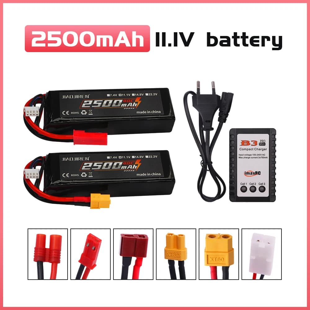Batteria LiPo 11.1V 2500mAh per Auto RC, Aereo, Elicottero, Alta Potenza, Batteria 11.1v 3S per Accessori Giocattoli RC, Connettore XT60 803496