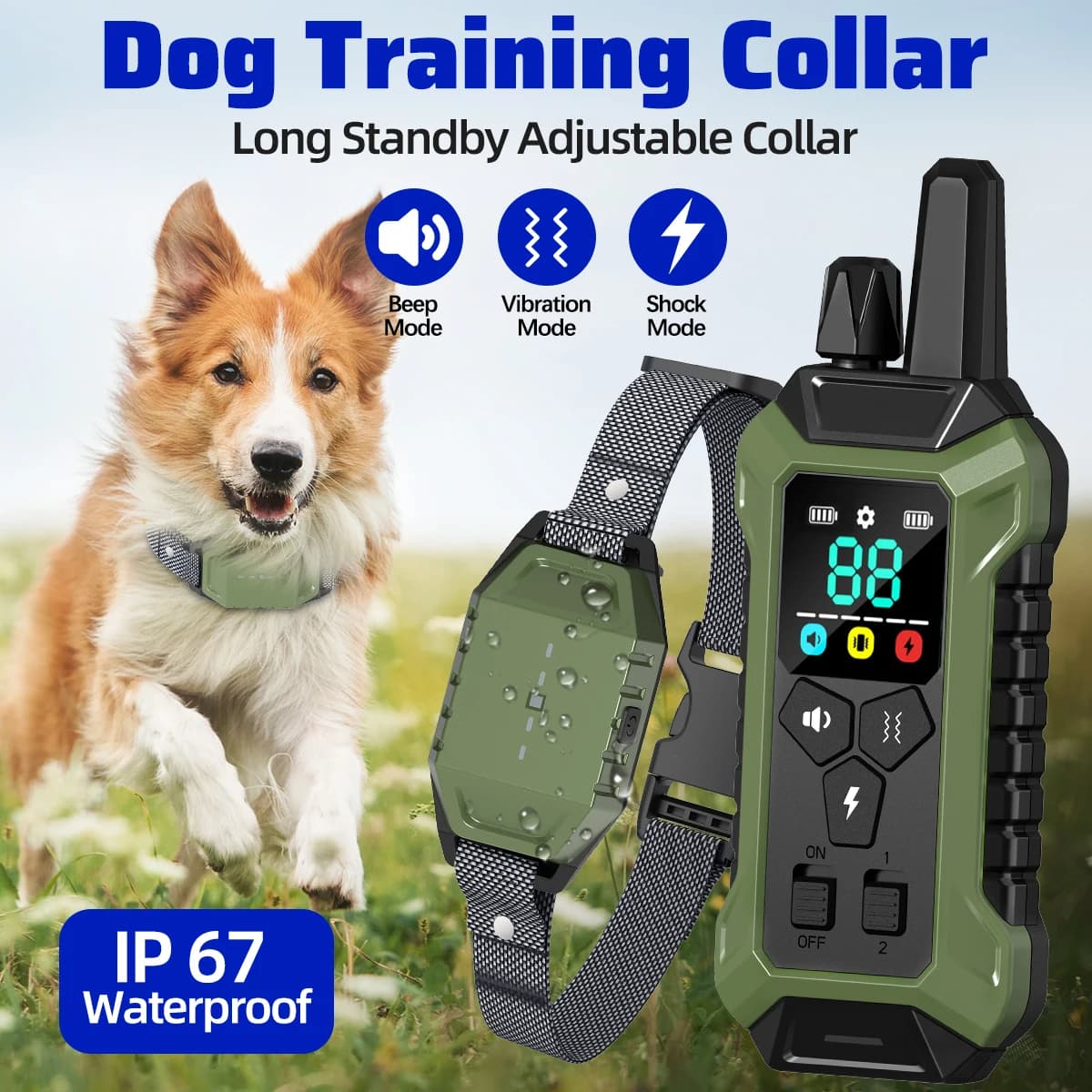 Collare elettrico per addestramento del cane telecomando antiabbaio per animali domestici IP67 impermeabile ricaricabile segnale acustico shock vibrazione tipo C 3140000ft2