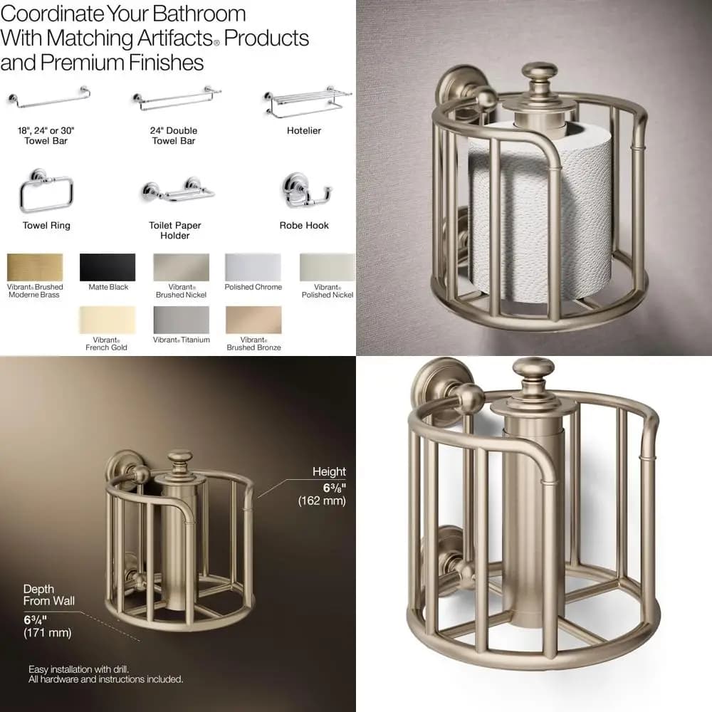 Portarotolo da bagno, finitura bronzo spazzolato, stile Vibrant Artifacts