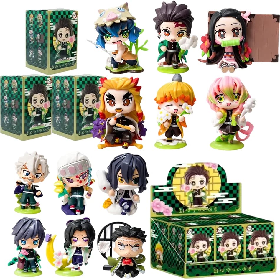 Demon Slayer Blind Box Tanjiro Kamado Nezuko, statuetta anime in scatola a sorpresa, modello creativo personalizzato, ornamento, regalo a sorpresa