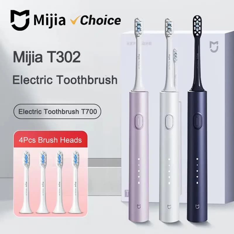 Electric Toothbrush Mijia T302 with 4 Heads, Waterproof IPX8, Wireless Charging, 4 Cleaning Modes