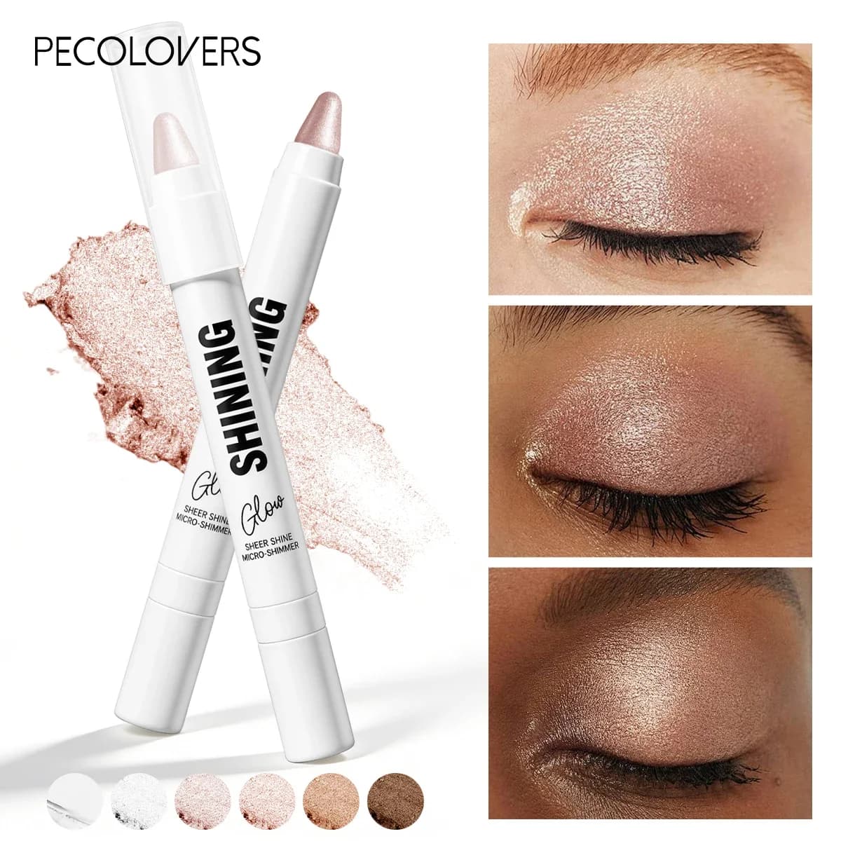 1 ombretto in stick scintillante, definitore per occhi cremoso, resistente alle sbavature per occasioni quotidiane, rosa e oro, cosmetico per la bellezza degli occhi