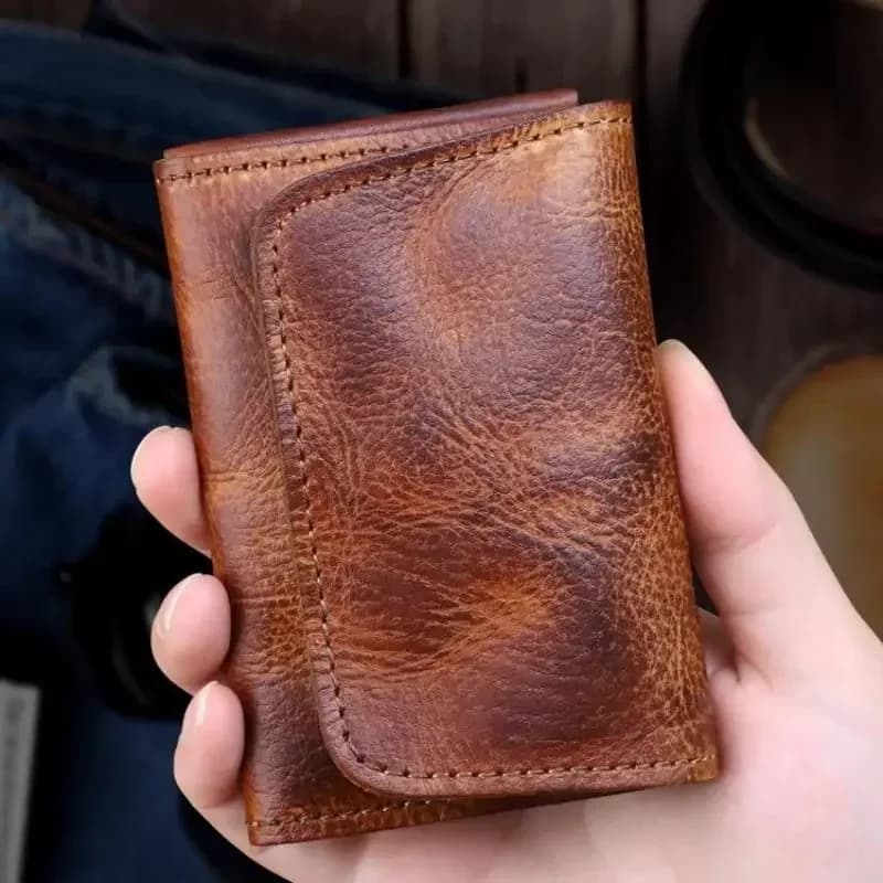 1pc Viking Sporran Handcrafted Leather Genuine Cowhide Credit Card Change Holder Coin Purse