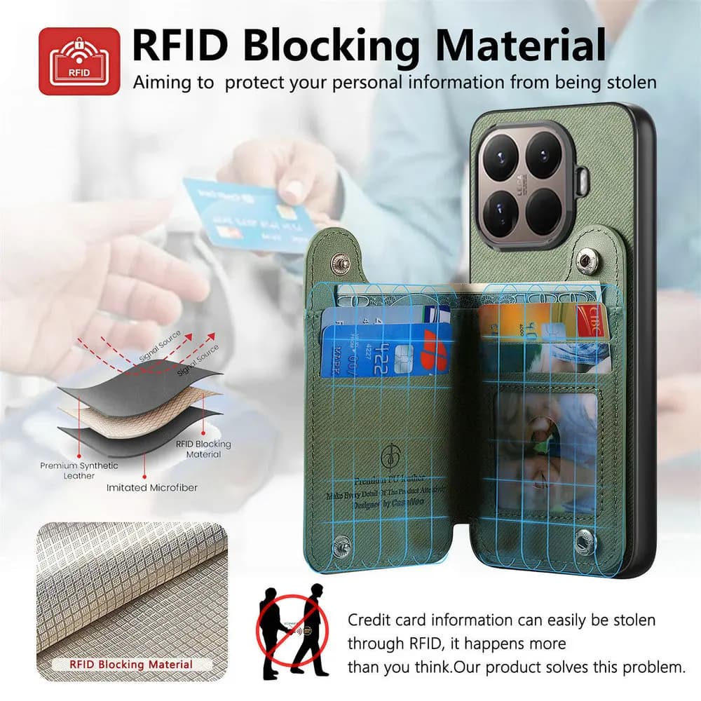 Custodia in pelle con cerniera RFID per Motorola Edge 60 Pro, Edge 60 Fusion, Edge 60s, Stylus 5G - Cover posteriore con porta carte