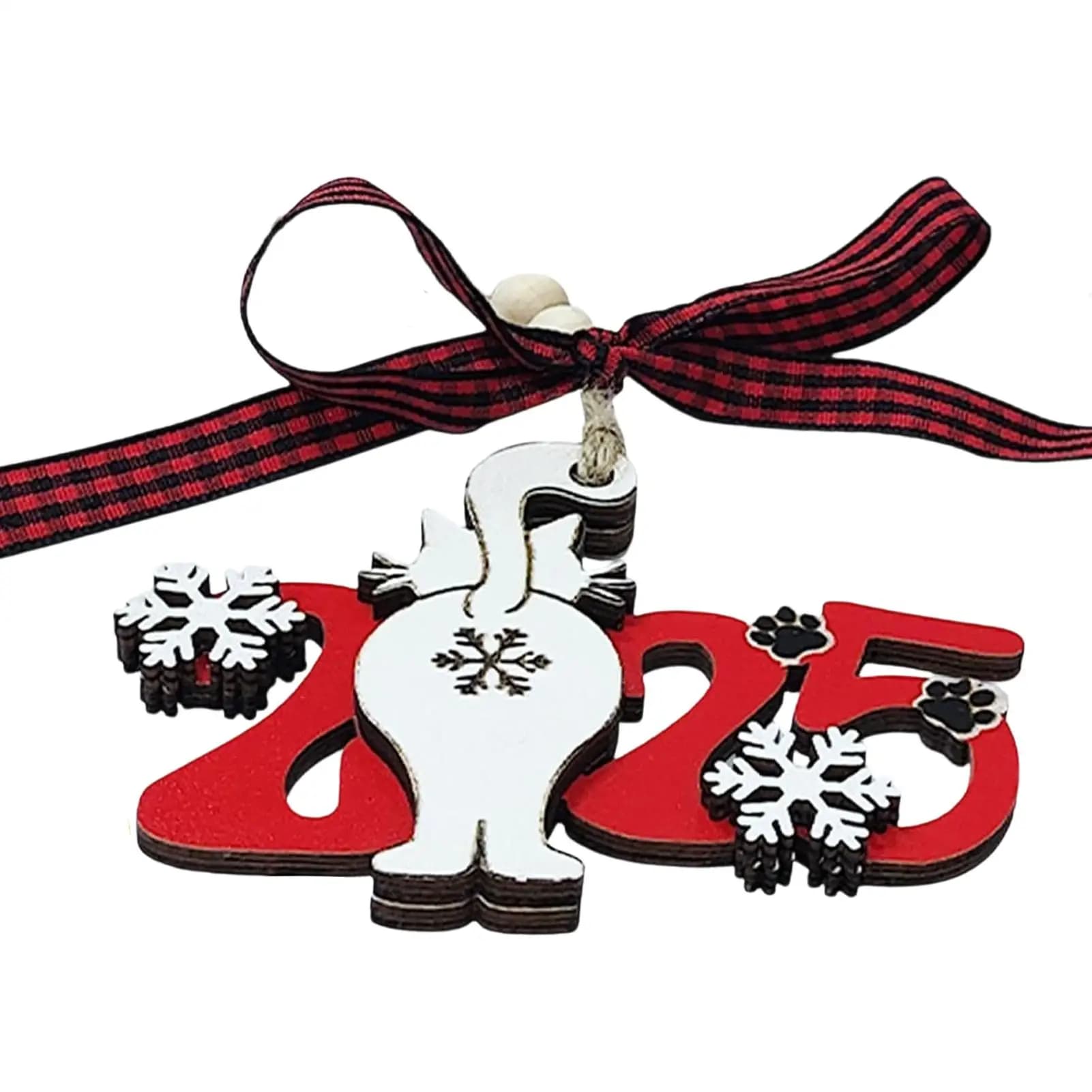 Ornamenti per l'albero di Natale 2025 Ornamento a tema animali in legno Albero di Natale Ciondolo gatto per balconi della camera da letto del davanzale