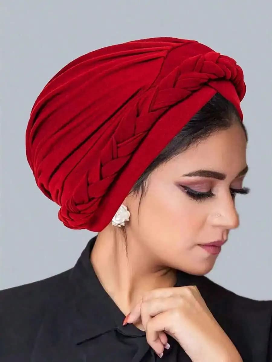 1 Pezzo Turbante Boho Intrecciato Semplice, Elegante Monocolore, Elastico e Leggero, Sciarpa Pre-Annodata, Berretto per Chemioterapia, Cuffia da Notte da Donna