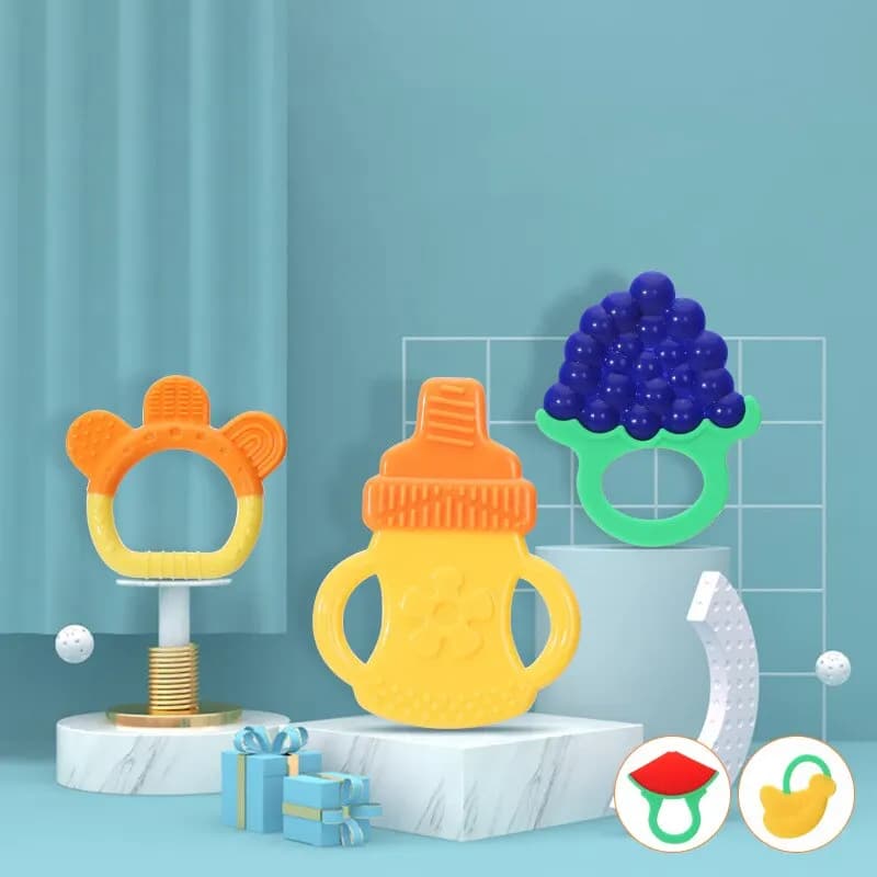 3 pezzi di giocattoli per la dentizione del bambino per neonati sicuri massaggiagengive in Silicone per neonati e bambini lenire le gengive dei bambini, regalo perfetto per i bambini
