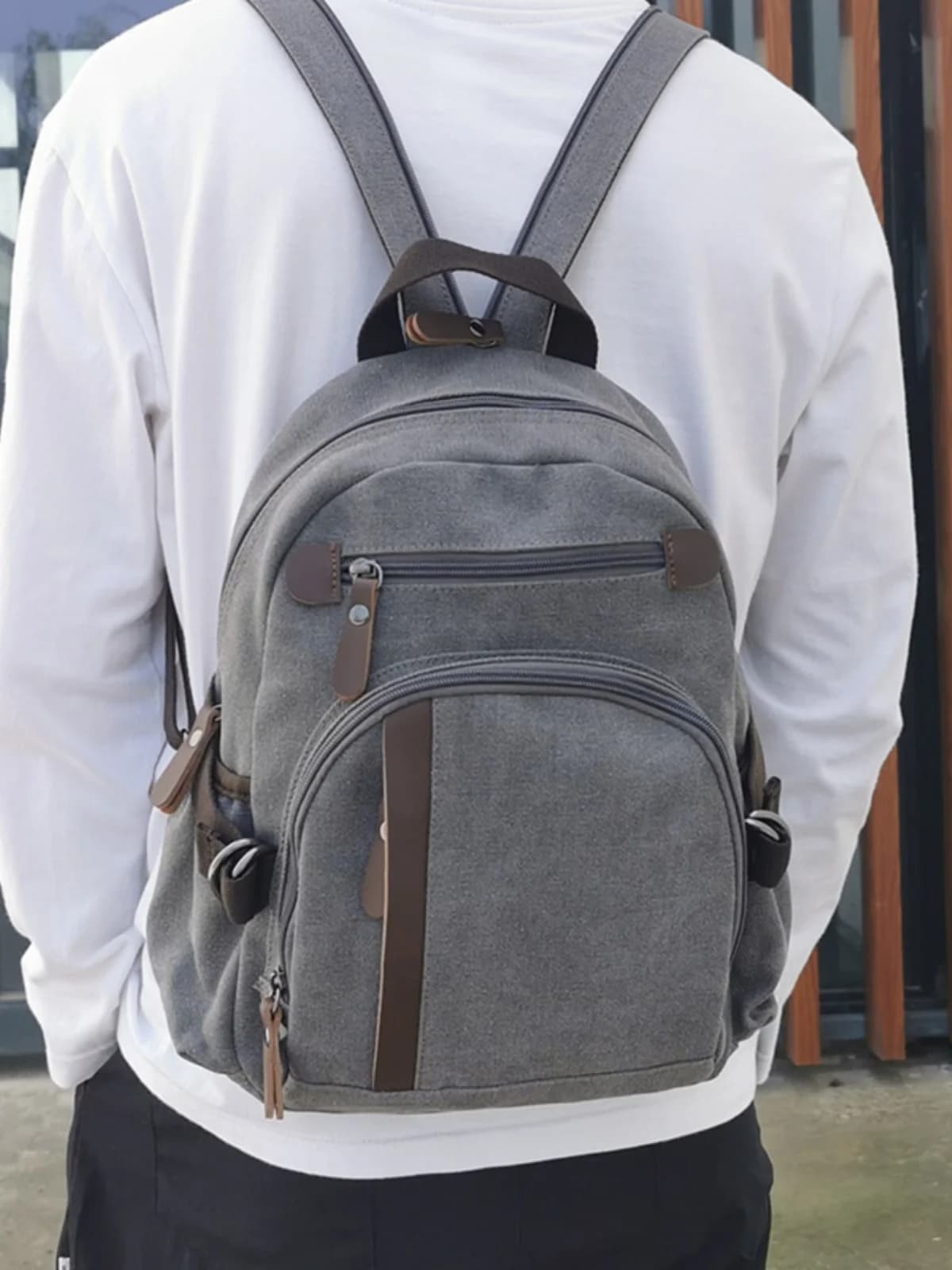 Small Canvas Backpack Men's Sports Multi-Functional Chest Bag Casual Hiking Bag Trendy Women's Travel Bag Commuter Style