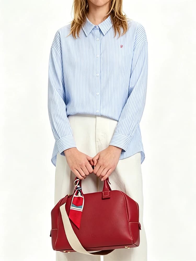 Camicia a Righe Multifunzionale CH Loose Fit 2026 Nuovo Articolo Indossabile Singolarmente o in Strati Protezione Solare Ricamo Top a Maniche Lunghe