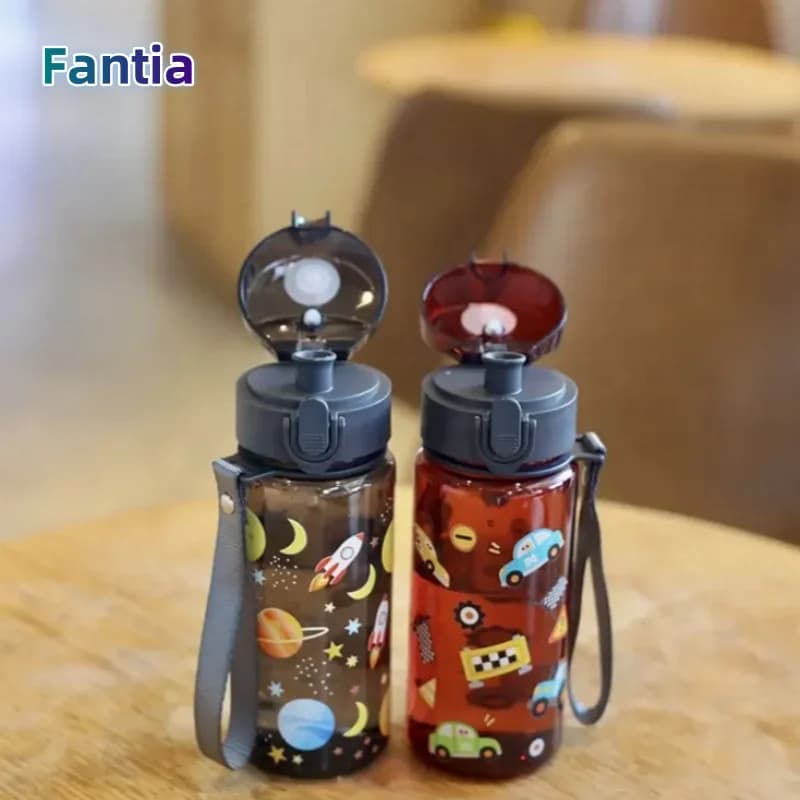 3D Printed 400ml Cartoon Space/Auto/Pezzo/Modello Plastic Cup Water Bottle Portable Cute Straw Cup Loss-proof Drink