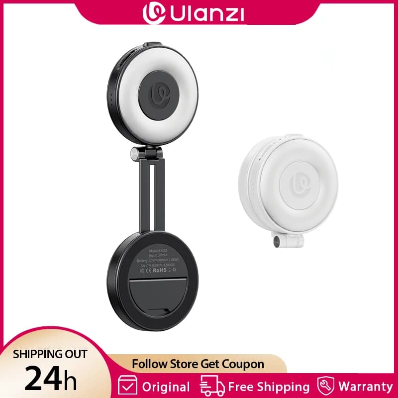 Ulanzi LM23 Magsafe Pocket LED Luce video pieghevole 360 regolabile 2500-8500K Bicolore per Iphone 17 16 Telefono Android Live