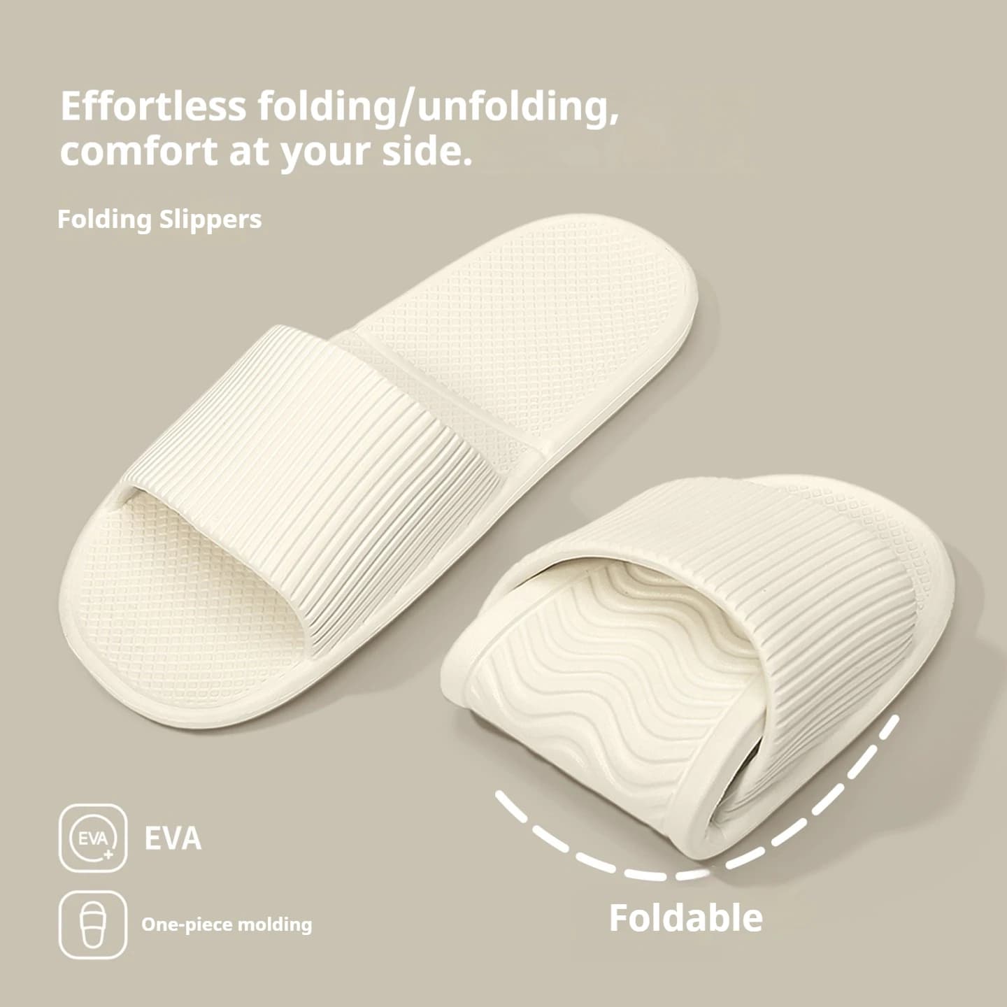 One-piece Mold Foldable Slides Women Soft EVA Non Slip Indoor Bathroom Travel Portable Slippers