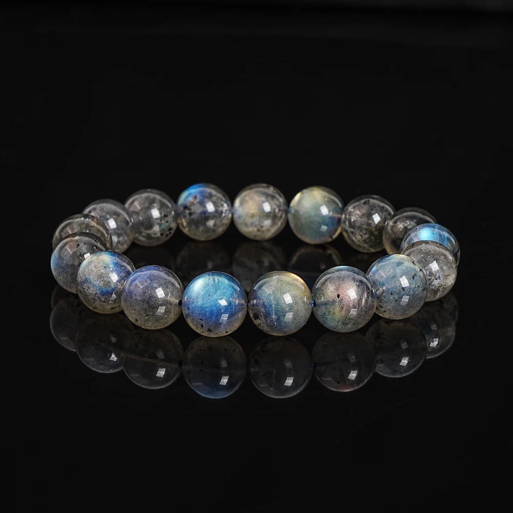 Perline di labradorite naturale da 12 mm, pietre preziose preziose lucide, labradorite a luce blu, perline rotonde sciolte per la creazione di gioielli, braccialetti