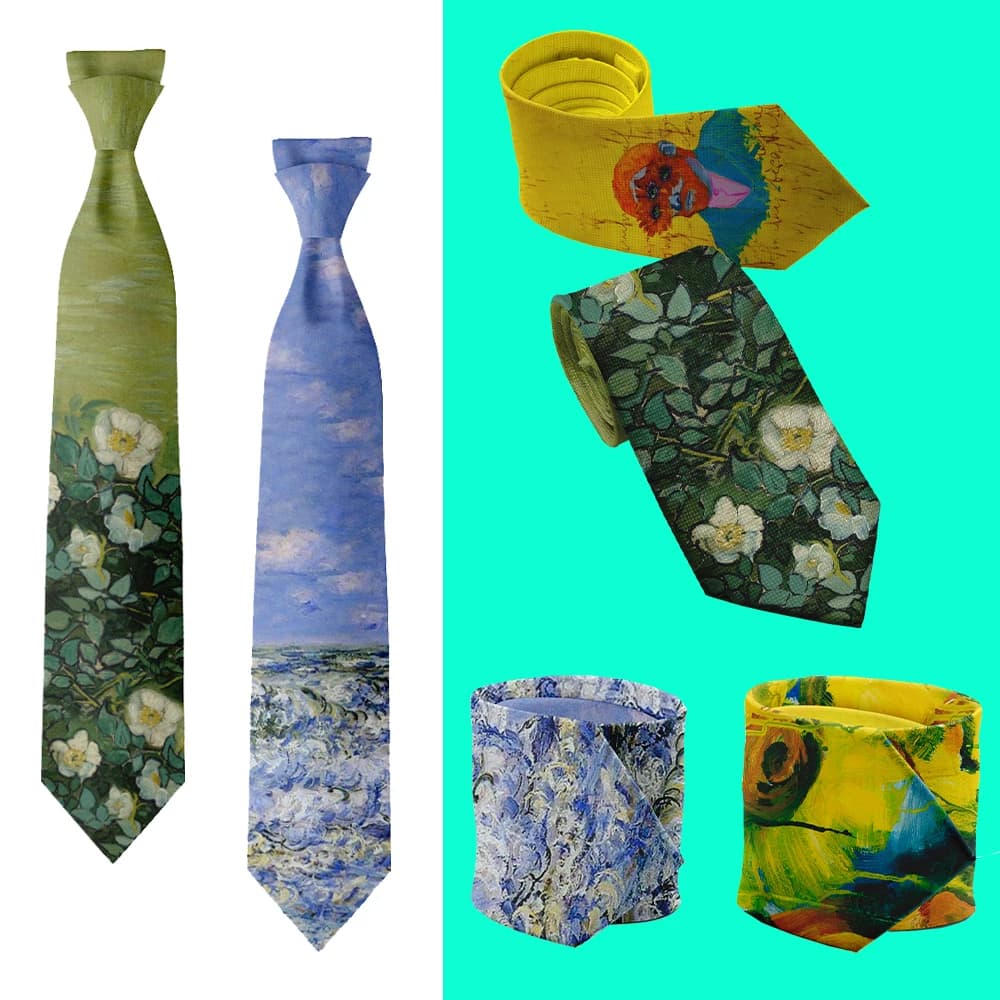 New Design Oil painting 3D Printing High-quality Slim Tie Personalized Dating Party Tie Necktie Harajuku Fashion Unisex