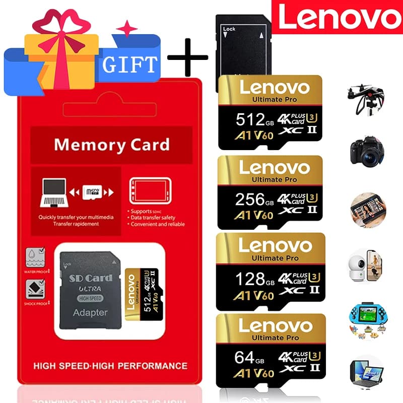 Reliable Lenovo Micro TF SD 512GB Memory Card SD Cards TF Cards 256GB Class 128GB U3 for Dash Cam / Surveillance / Tablet