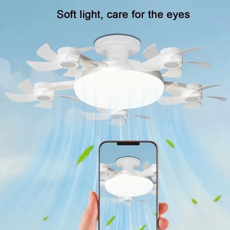LED Creative Ceiling Fan Light with Drone-inspired Design Energy-saving Silent High-speed and Variable Frequency for Bedrooms