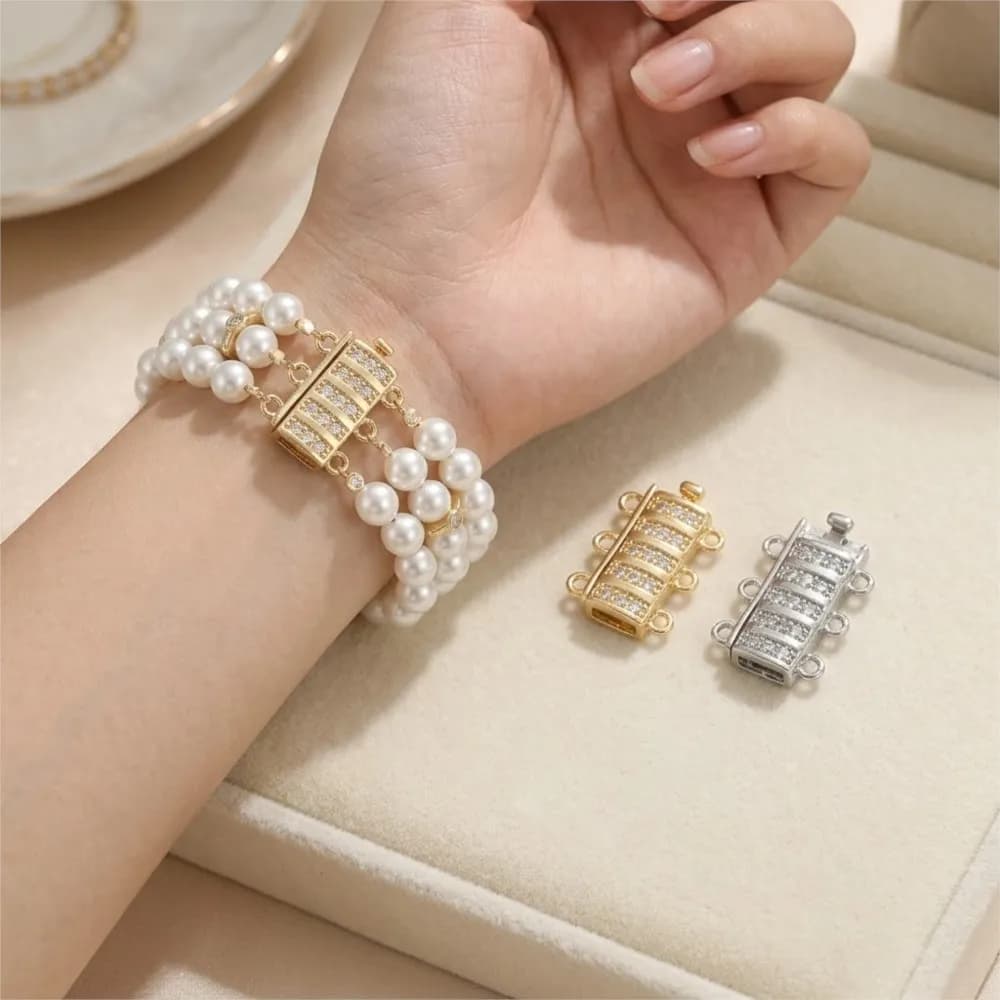 1 pz Chiusura a moschettone in metallo placcato oro 14K con zirconi per bracciali fai da te, collane e accessori per la creazione di gioielli