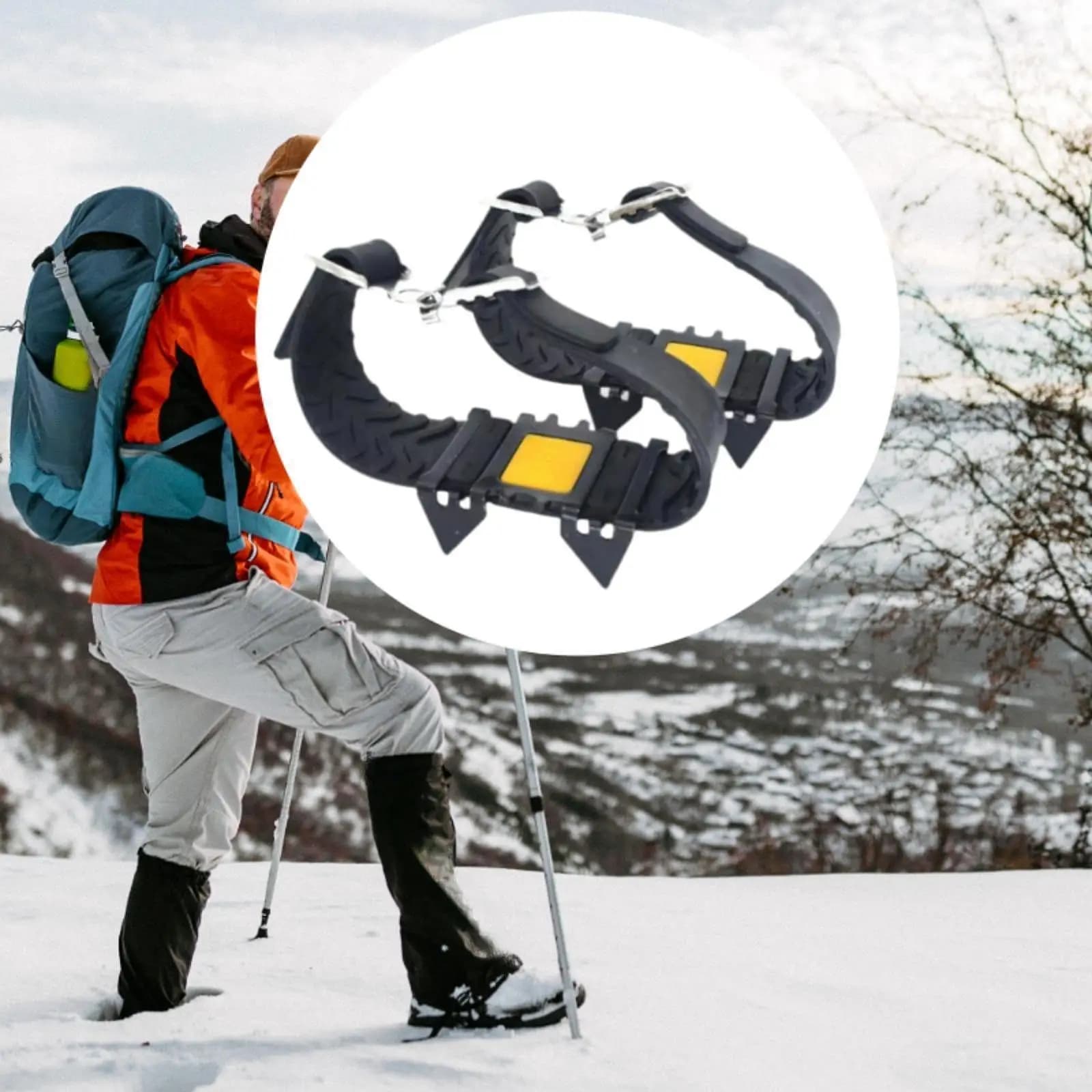 Ice Crampons for Shoes Boot Traction Cleat Snow Gripping Spikes Steel Silicone for Outdoor Hiking Walking on Icy Surfaces