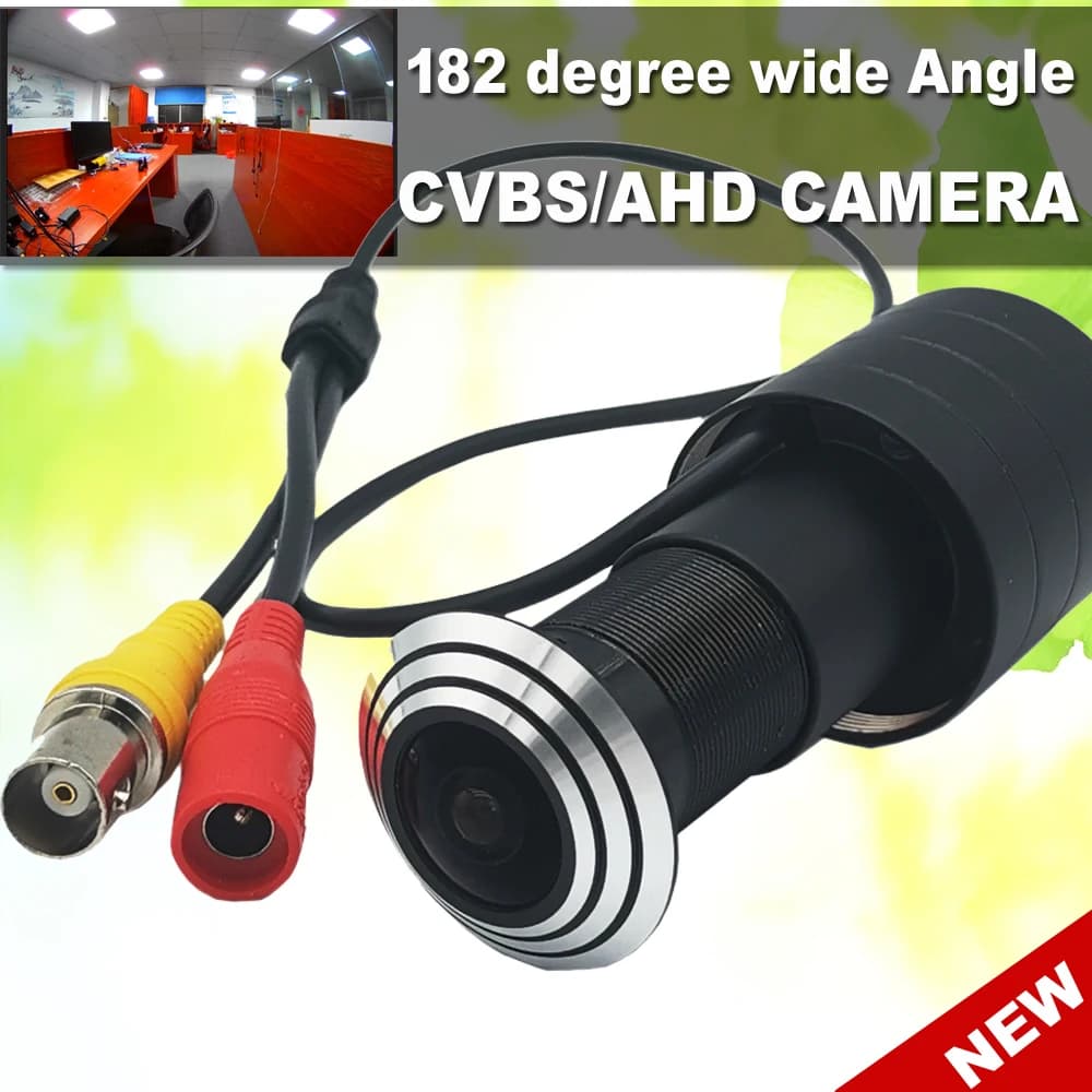 CVBS AHD Kit telecamera per porta 1080p Eye Fisheye scheda SD a foro largo Monitor per cavo Mini spioncino 182 gradi segnale analogico di sorveglianza
