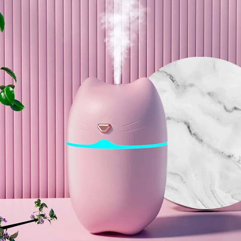 vendita calda 3 in 1 simpatico gatto umidificatore diffusore USB Mist Maker Mini umidificatore con luce notturna