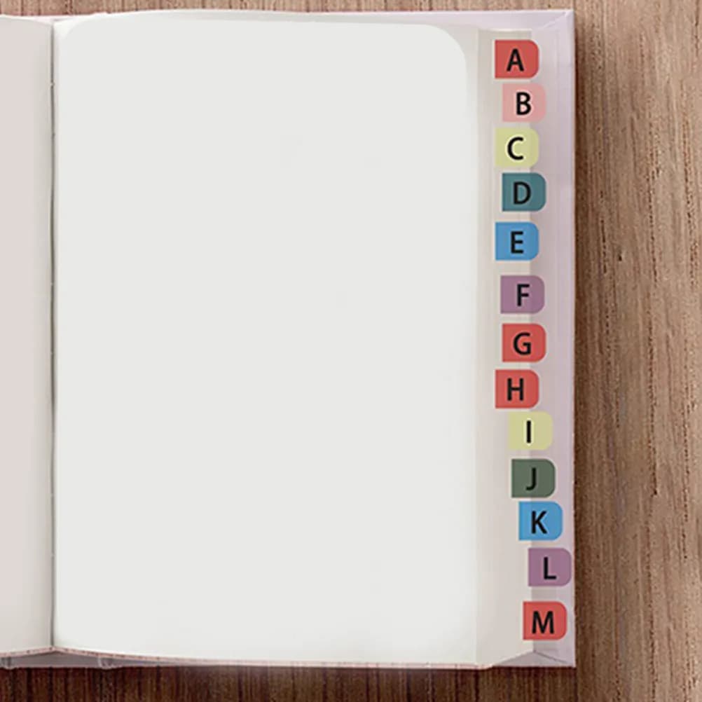 20Sets Alphabet Index Tabs Colorful Waterproof Self Adhesive PVC Letter Labels for Notebooks Planners Files Annotation Tabs
