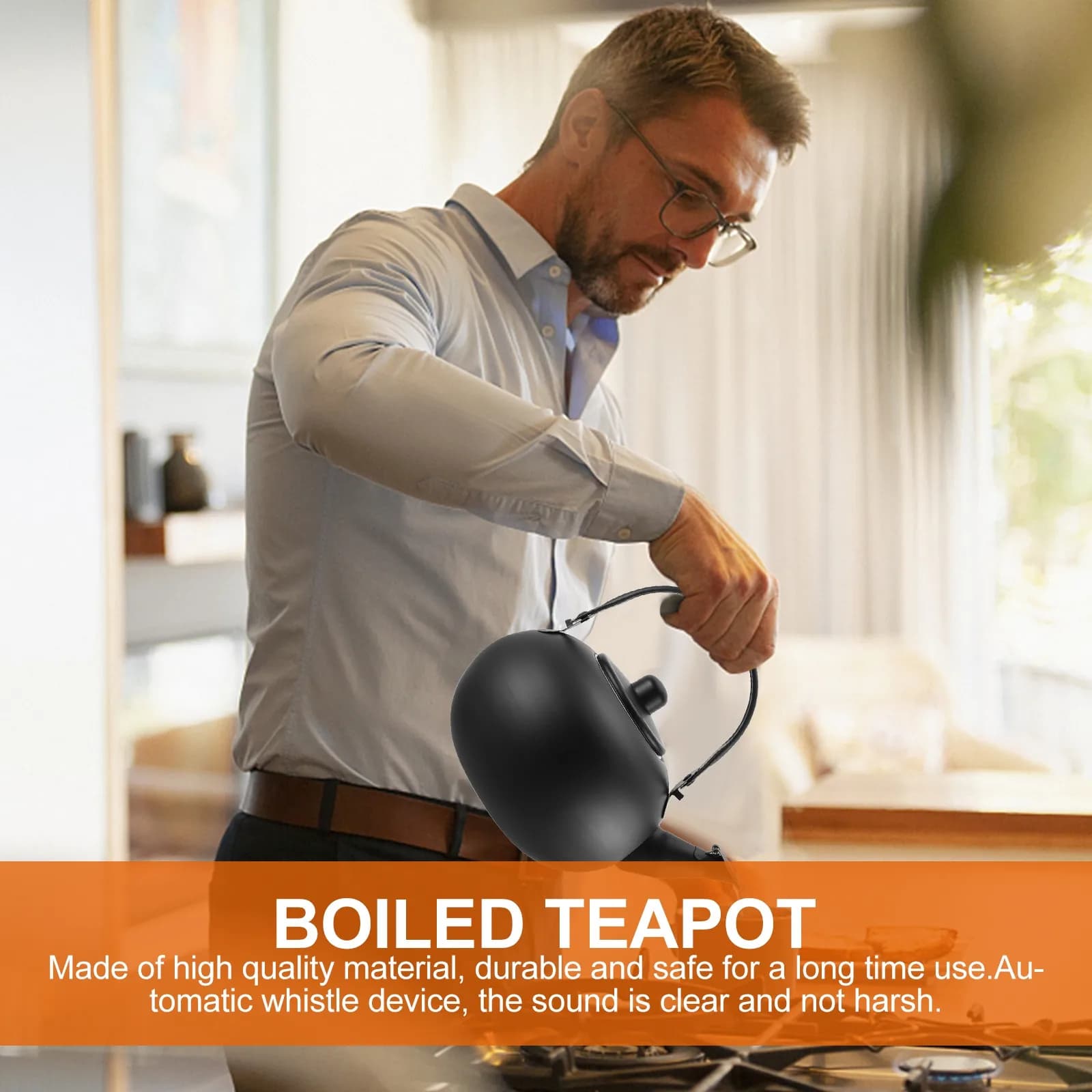 Stainless Steel Tea Kettle Ergonomic Handle Fast Heating Universal Water Boiling Kettle for Induction Gas Electric Stoves Stress
