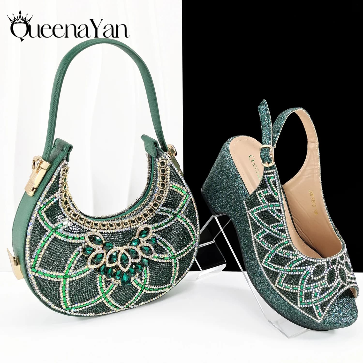 Set di Scarpe e Borsa da Festa QUEENA YAN: Elegante Borsa Coordinata Nigeriana per Occasioni di Banchetto e Matrimonio, Scarpe Comode da Donna