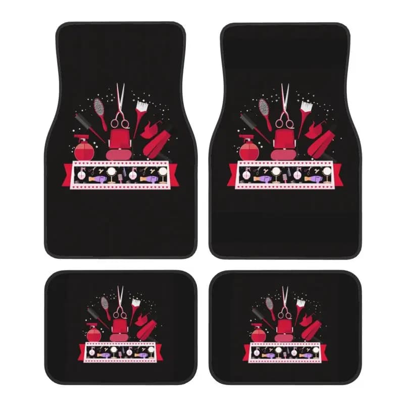 Set of 4 car mats Shanma Hair Tools Pattern - Easy to clean car mats, universal interior accessories