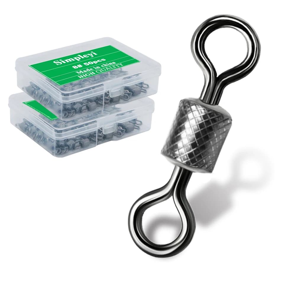 50 pcs/box stainless steel connector fishing rod swivel roll ball Sinker tool fly fishing equipment hook call