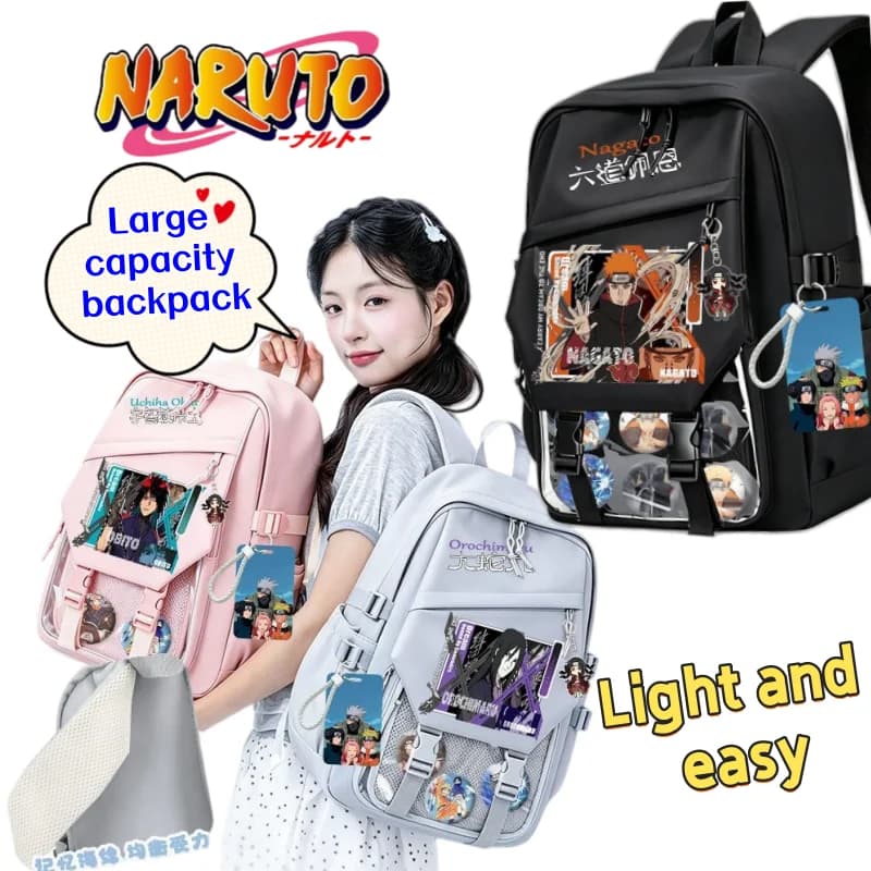 New NARUTO Haruno Sakura Uzumaki Naruto Uchiha Sasuke Bag Large Capacity New High-Value All-Match Lightweight Student Backpack