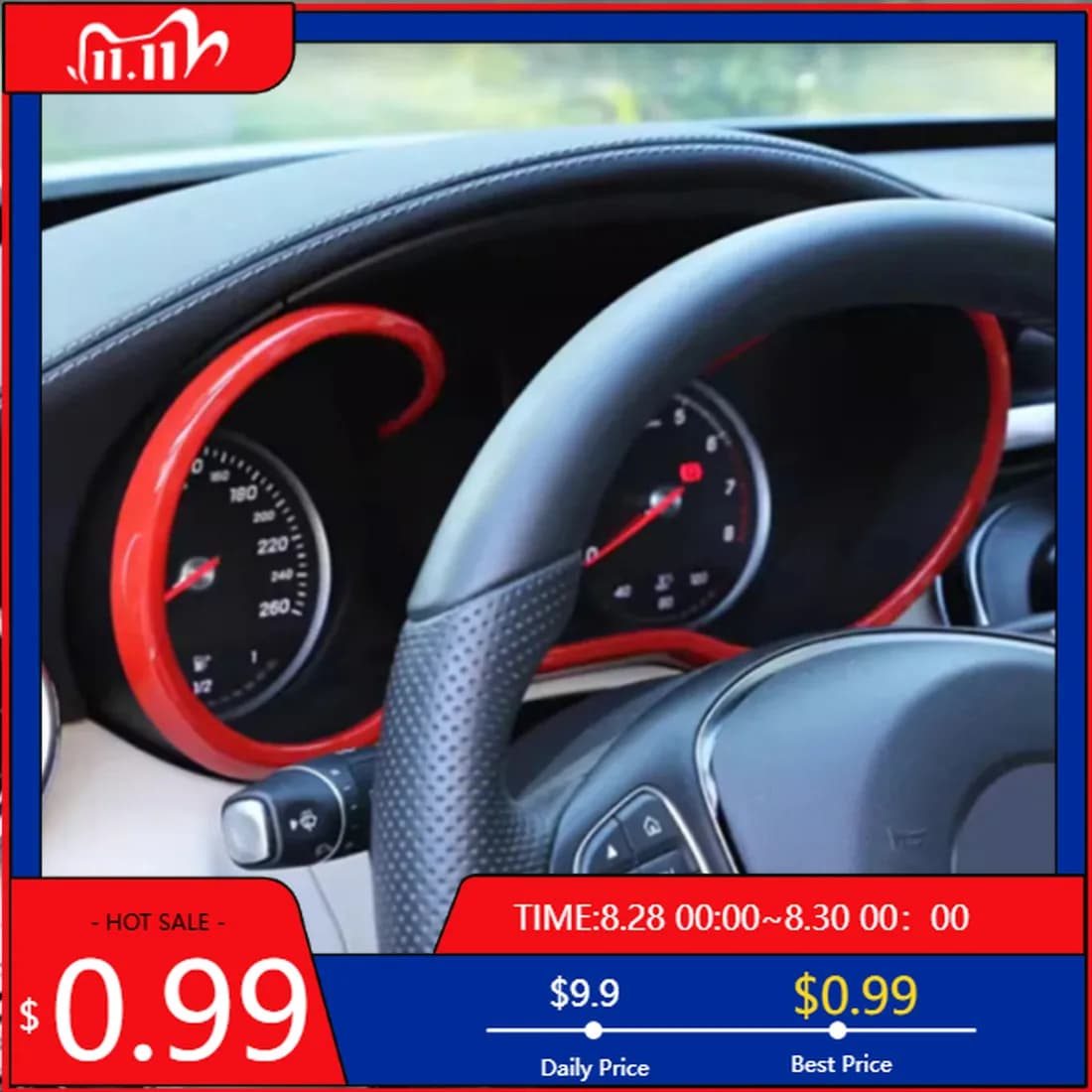 Interior Wall decal Car wheel Dashboard Display Decorative Edge Trim Cover Sticker for Mercedes Benz Class V W447 V260