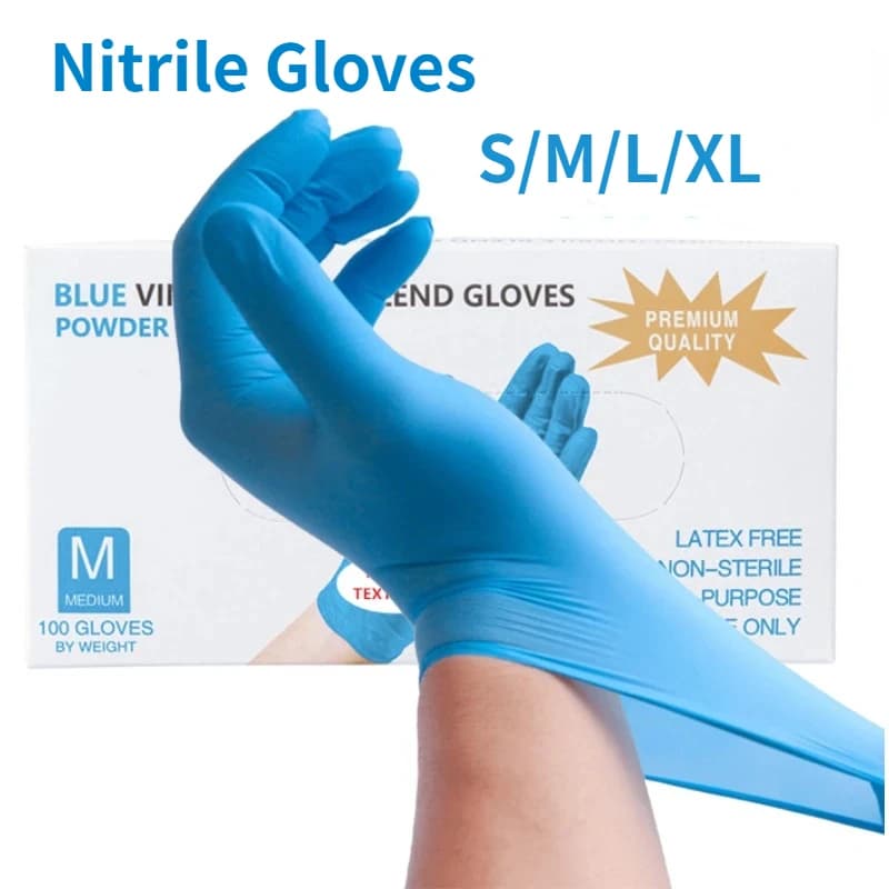 50/100PCS Guanti in nitrile blu per parrucchiere manicure lavaggio auto impermeabile piatti cucina bagno strumenti senza lattice