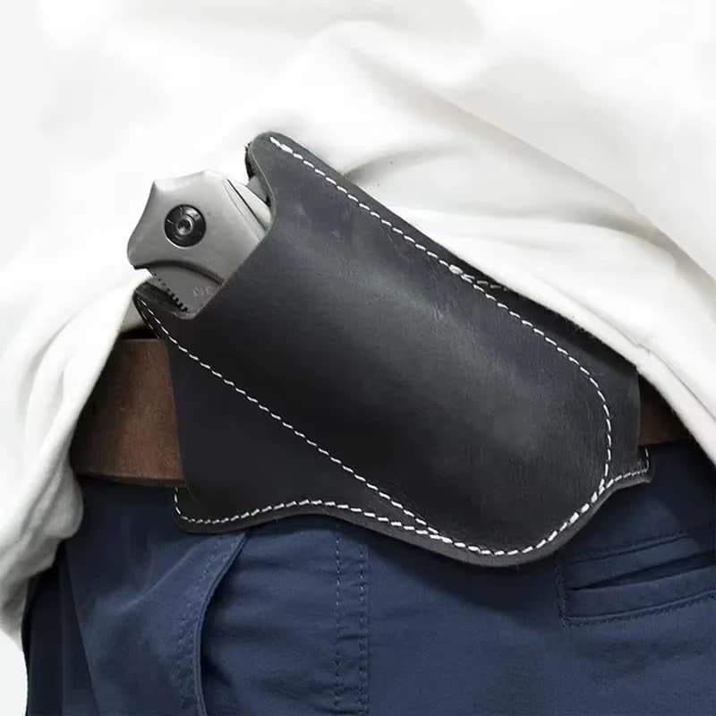 1PCS Leather Anti-Scratch Storage Sheath with Waist Belt Clip for Folding Flick Knife Pocket Knife Holder Camping Tool Pack