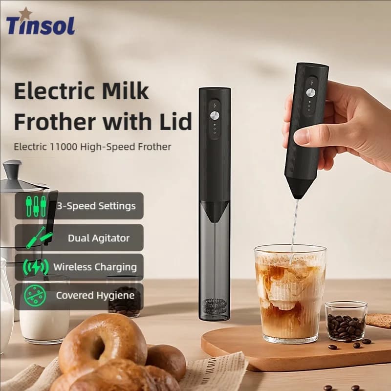 Thermoelectric Milk Frother + Wireless Type-C Charging Three-Speed Adjustable mini Handheld Coffee Mixer Speed 14000rpm Cooking