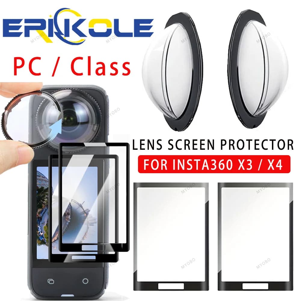 Kit di protezione dello schermo del cappuccio della protezione dell'obiettivo per Insta360 X4 copertura del cappuccio della protezione dell'obiettivo in vetro ottico per accessori Insta 360 X4 X3