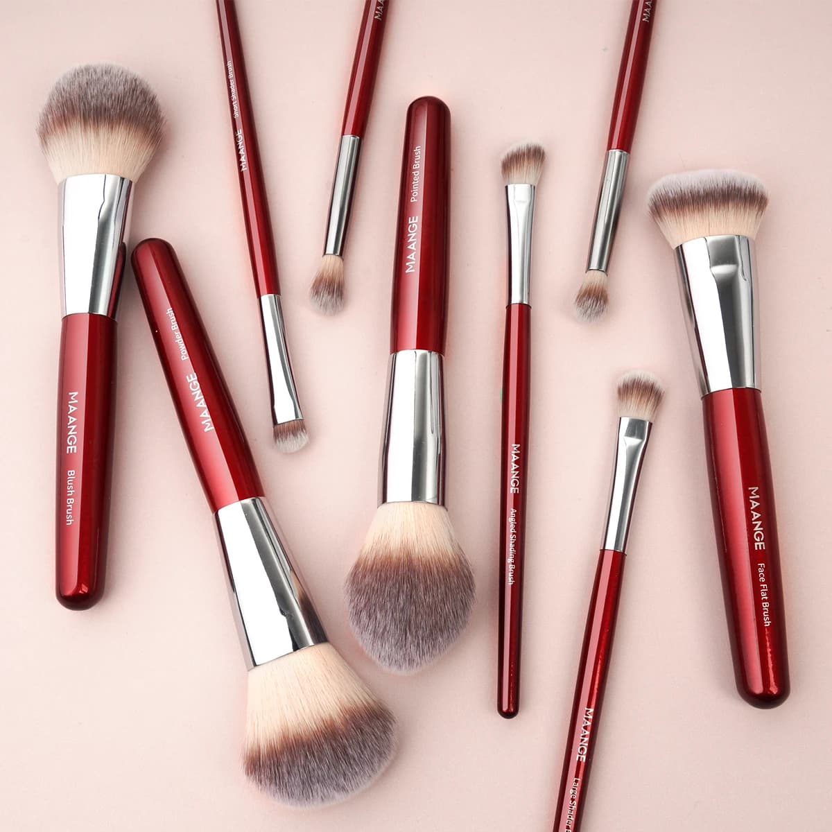 MAANGE Professional Makeup Brushes Set 9 Pieces Premium Synthetic Foundation Powder Correctors Blush Shades Makeup Brushes Kit