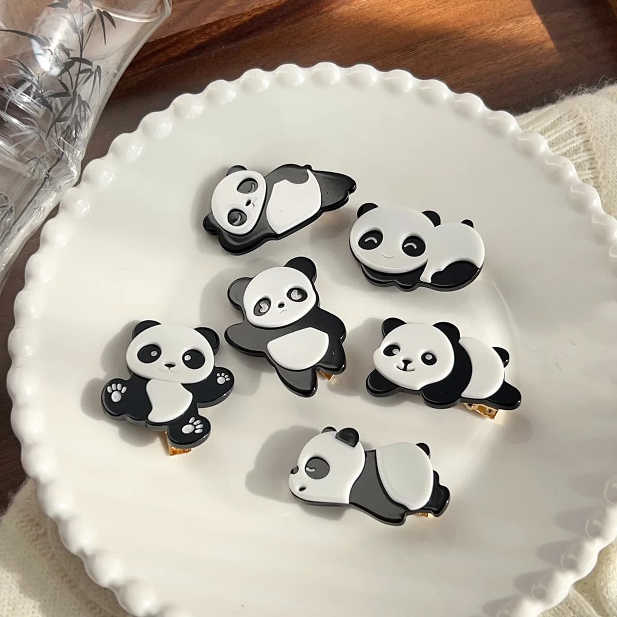 Fermaglio per capelli a forma di panda in acetato, grazioso fermaglio per capelli da ragazza, fermaglio per frangia, dolce accessorio per capelli da donna