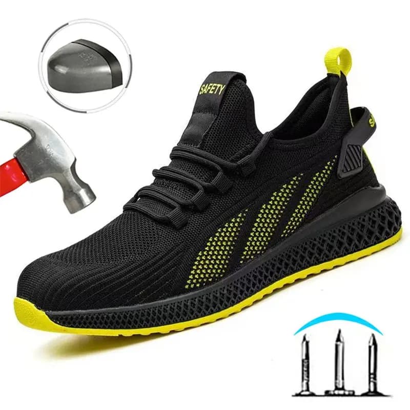 Scarpe da lavoro da uomo traspiranti, Scarpe antinfortunistiche estive Scarpe da ginnastica protettive leggere, Scarpe da lavoro con punta in acciaio Stivali antiforatura da uomo