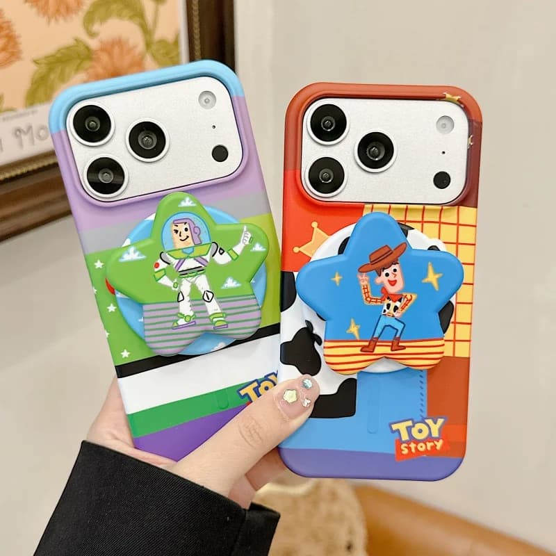 Cute Cartoon Buzz Lightyear Woody Magnetic Phone Case For iPhone 18 17 16 15 14 13 12 11 Pro Max For Magsafe Stand Holder Cover