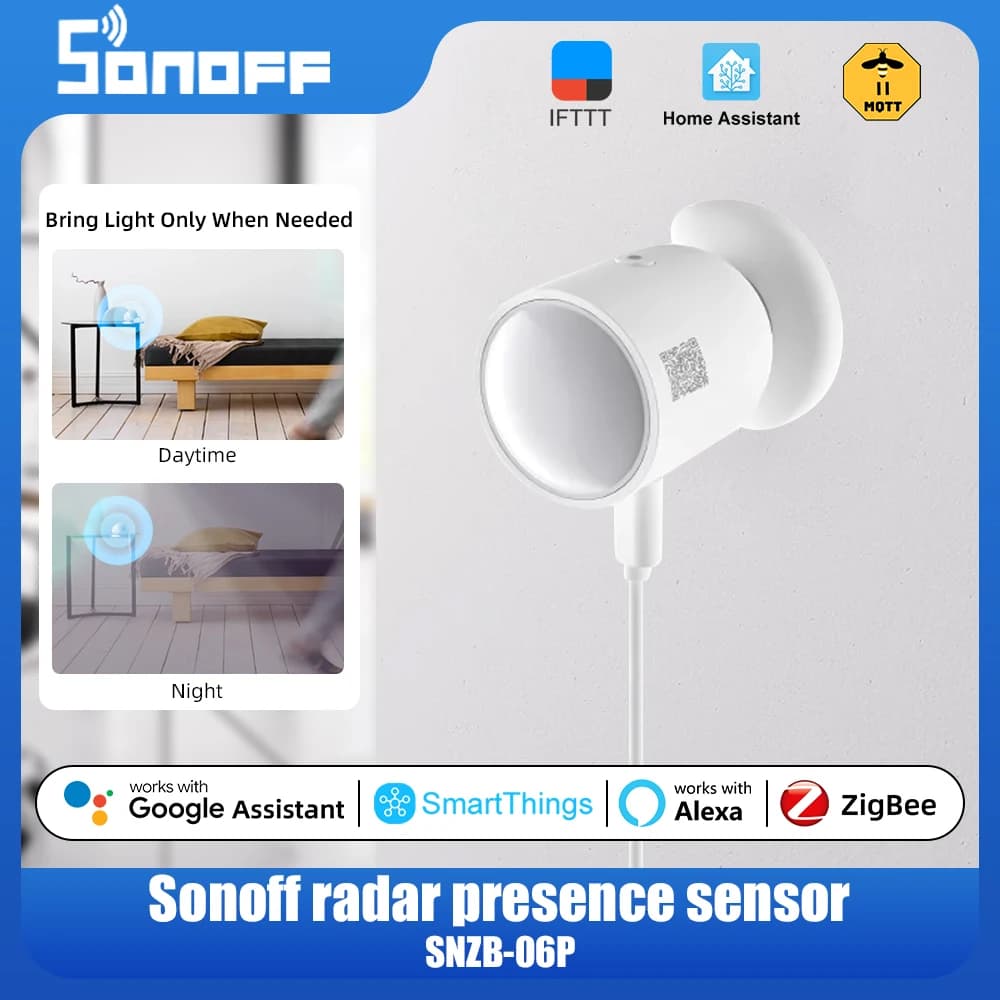 SONOFF SNZB 06P Zigbee Human Presence Sensor SNZB-06P Detector Motion Light Sensing Smart Home Automation Work with Alexa Googl
