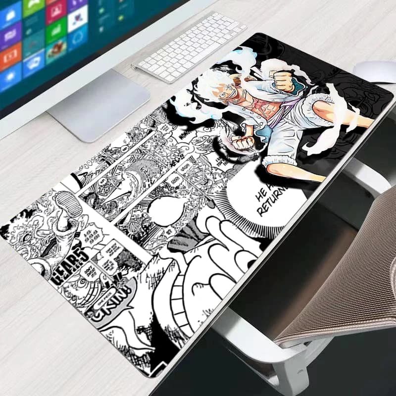 Tappetino per Mouse Anime 90x40cm One Piece Luffy, Tappetino XXL per Gaming, Morbido Tappetino da Scrivania per Tastiera e Mouse