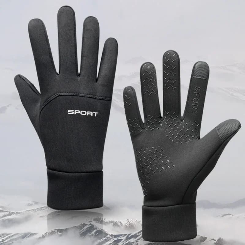 1 paio di guanti da uomo caldi per la guida, anti-freddo e antiscivolo, touch screen, per guida all'aperto, moto, antispruzzo, dettagli raffinati