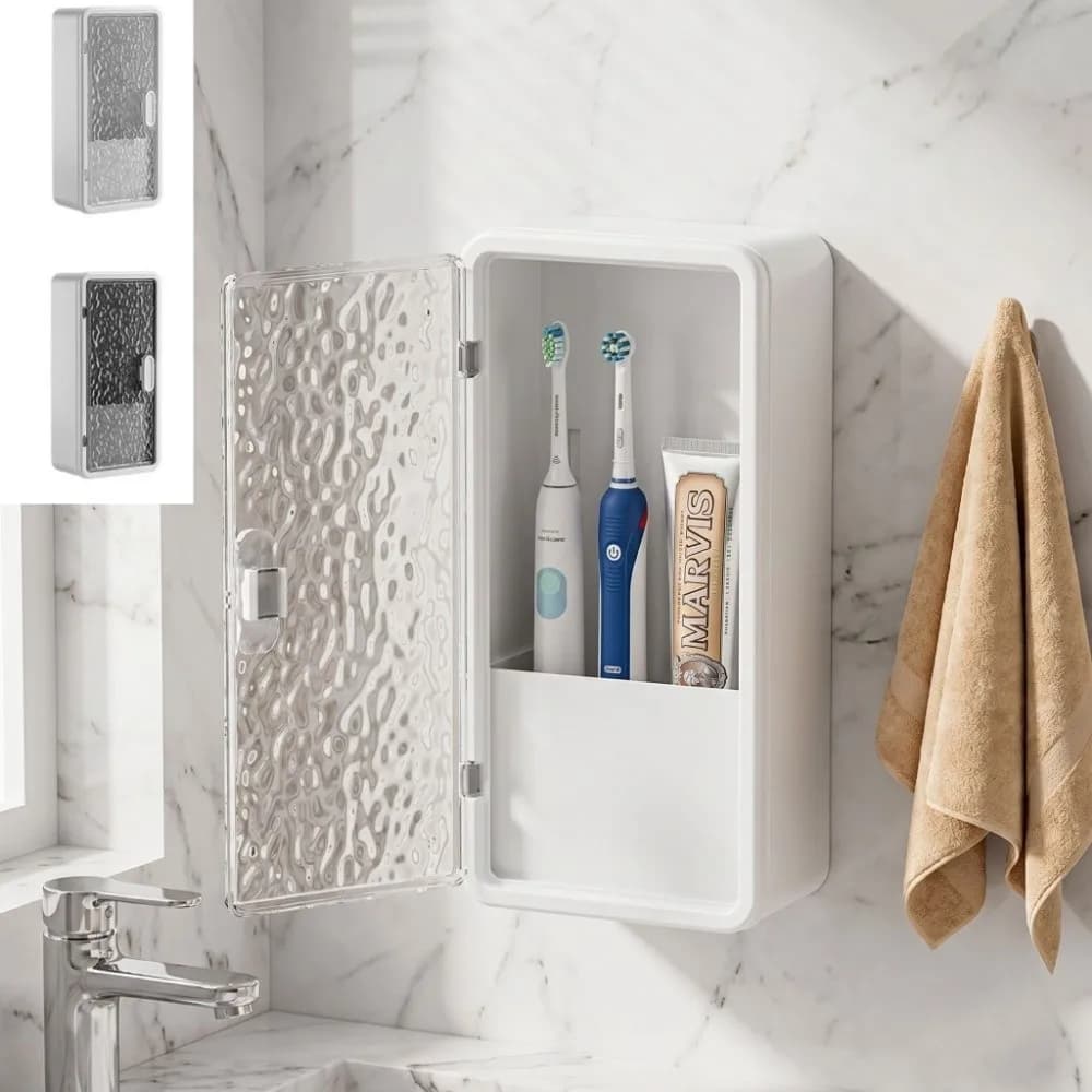 Portaspazzolini da Parete Senza Foratura, Porta Pennelli da Trucco INS, Impermeabile, Multifunzionale, Organizzatore per Bagno