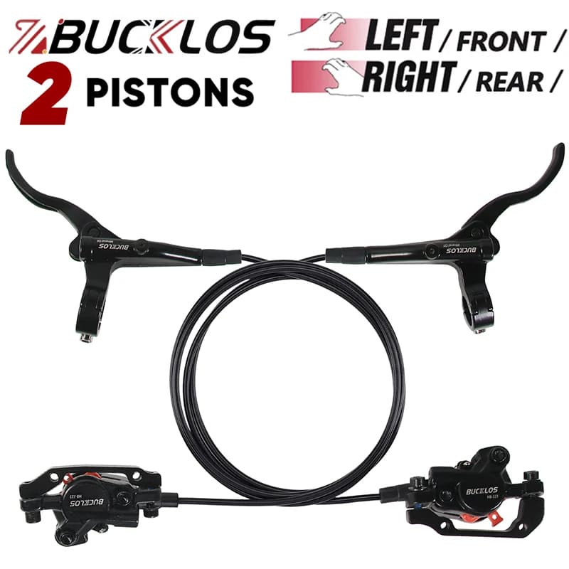 BUCKLOS Set freno idraulico MTB a doppio pistone 800mm 1500mm Freno anteriore posteriore per mountain bike da strada Freni idraulici per bicicletta a 2 pistoni